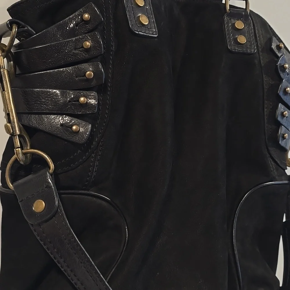 CYNTHIA‎ VINCENT (Anthropologie) large Suede Shoulder Hobo/Tote Bag in Black